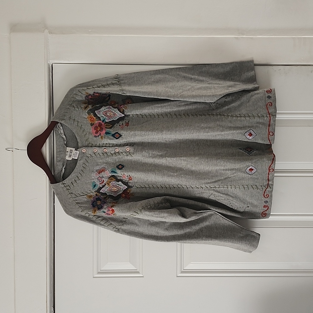 Together | embroidered floral | long sleeve top